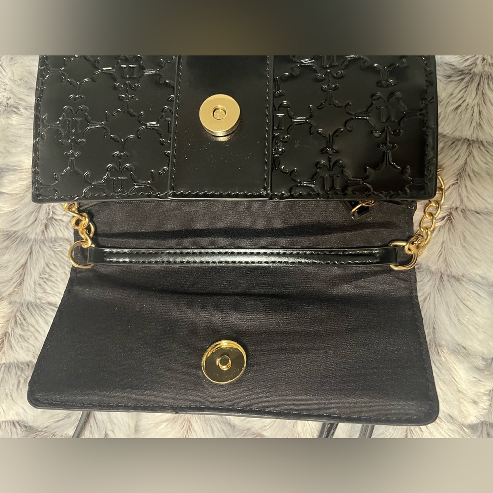 Nanette Lepore Glossy Black Embossed Clutch - Picture 3 of 10